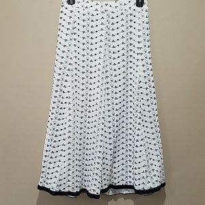 Long white black embroidered skirt
